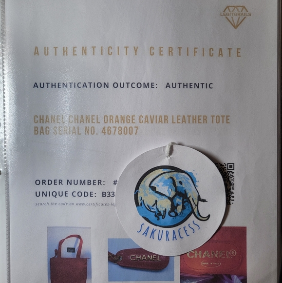 Chanel Orange Caviar Leather Tote Bag Serial No. 4678007 - Picture 15 of 16